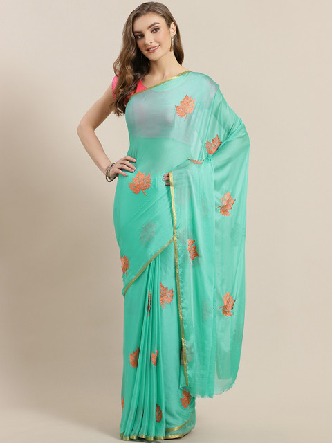 

Mitera Green Resham Thread Hand Embroidered Chiffon Saree