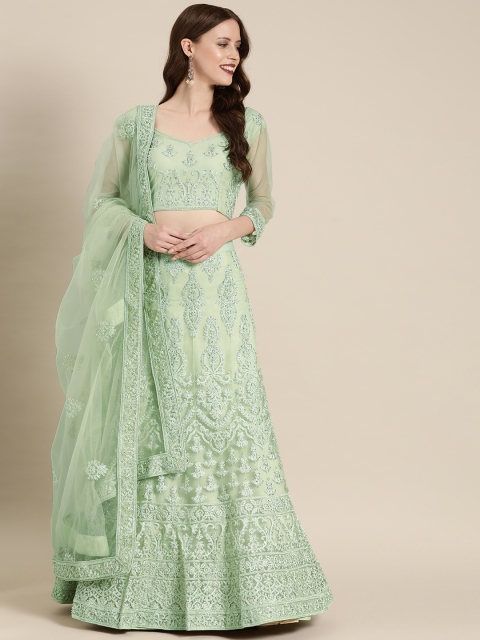 

Shaily Sea Green Embellished Semi-Stitched Lehenga Choli with Dupatta