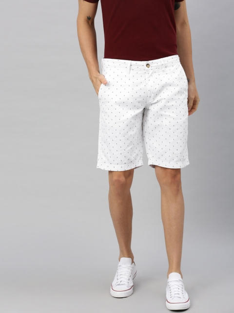 

Nautica Men White & Navy Blue Printed Slim Fit Regular Shorts