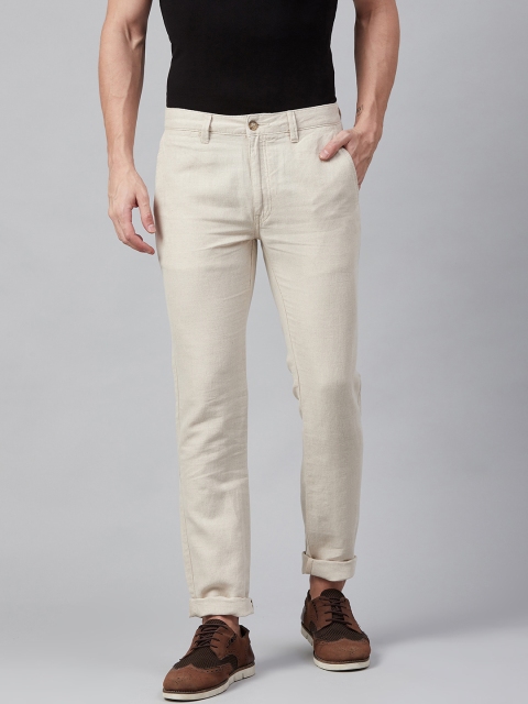 

Nautica Men Beige Slim Fit Solid Regular Trousers