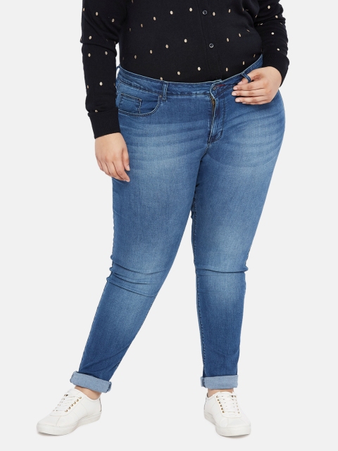 

aLL Plus Size Women Blue Slim Fit Mid-Rise Clean Look Stretchable Jeans
