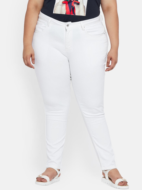 

aLL Women White Slim Fit Mid-Rise Clean Look Stretchable Jeans