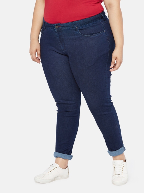 

aLL Plus Size Women Blue Slim Fit Mid-Rise Clean Look Stretchable Jeans