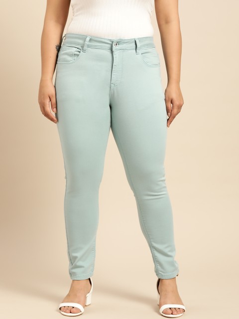 

aLL Plus Size Women Blue Slim Fit Mid-Rise Clean Look Stretchable Jeans