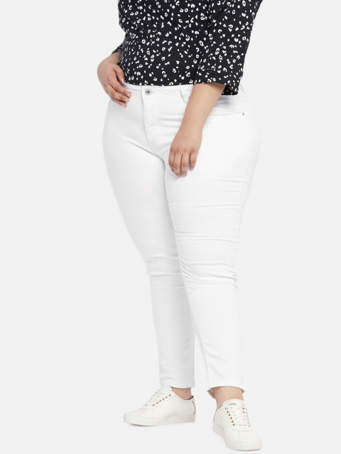 

aLL Women White Slim Fit Mid-Rise Clean Look Stretchable Jeans