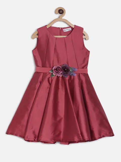 

Peppermint Girls Maroon Solid Fit and Flare Dress