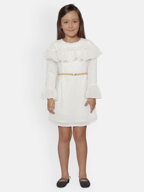 

Peppermint Girls Off-White Embellished Fit and Flare Dress