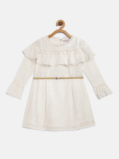 

Peppermint Girls Off-White Embellished Fit & Flare Dress