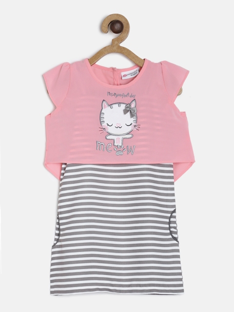 

Peppermint Girls Grey & White Striped Sheath Dress With Top