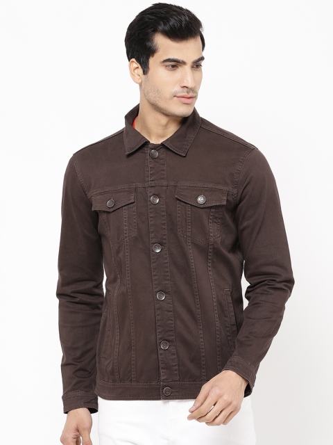 

STROP Men Brown Solid Denim Jacket