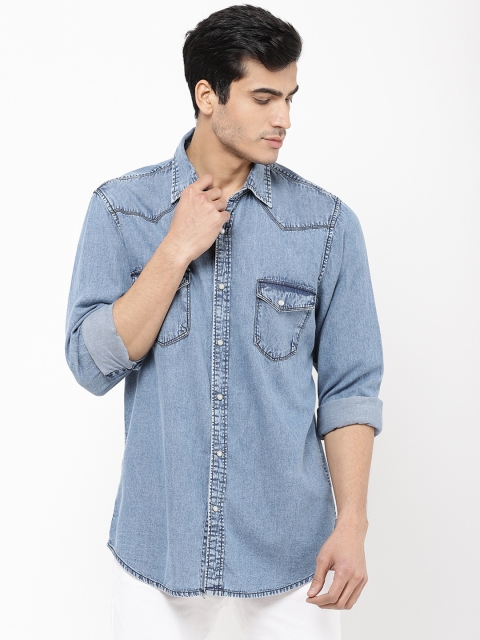 

STROP Men Blue Slim Fit Solid Casual Denim Shirt