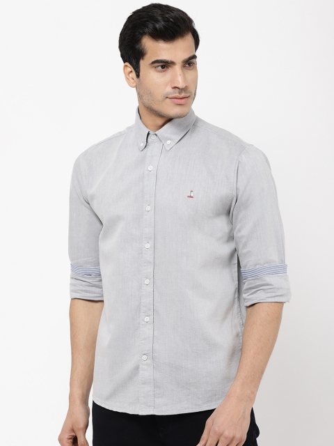 

STROP Men Grey Regular Fit Oxford Weave Solid Casual Shirt