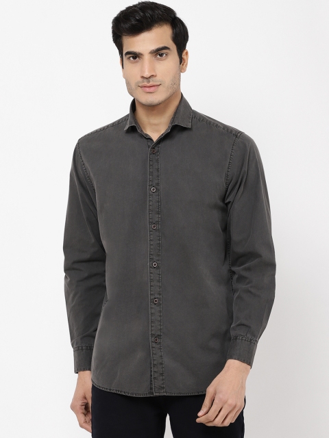 

STROP Men Charcoal Grey Slim Fit Solid Casual Shirt