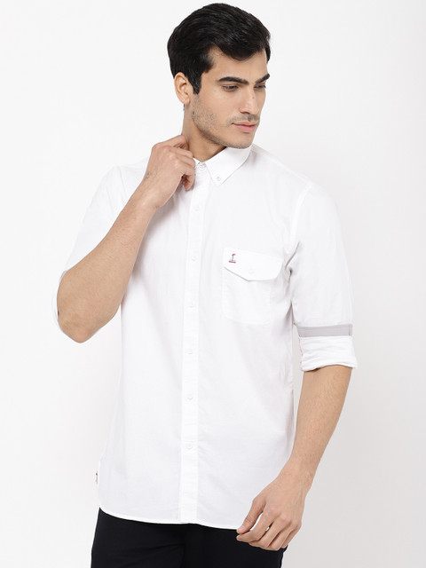 

STROP Men White Twill Relaxed Regular Fit Solid Casual Shirt