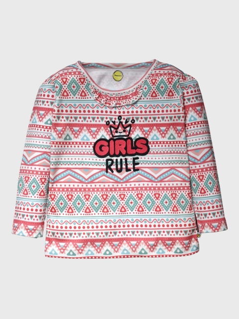 

Pranava Girls White & Red Organic Cotton Printed Sustainable Top