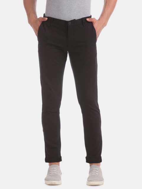 

U.S. Polo Assn. Men Black Skinny Fit Solid Regular Trousers