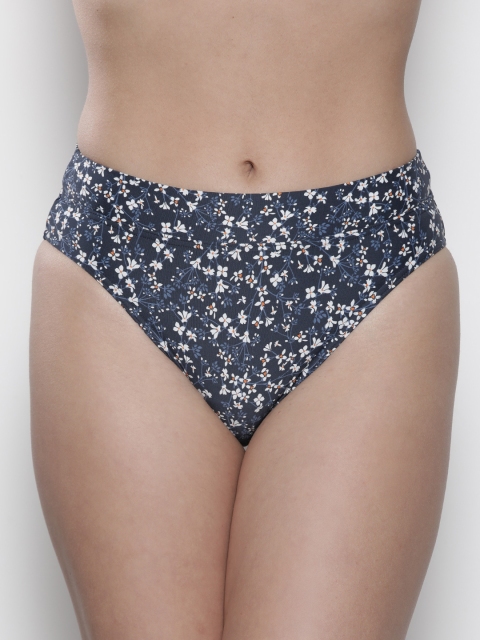 

Marks & Spencer Women Navy Blue & White Printed High Leg Swim Bikini Briefs