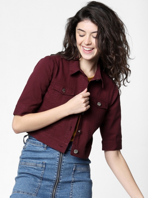 

ONLY Women Burgundy Regular Fit Solid Casual Shirt