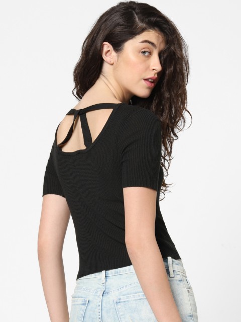 

ONLY Women Dark Navy Blue Solid Styled Back Top