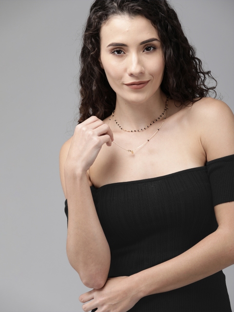 

ONLY Women Black Solid Bardot Top