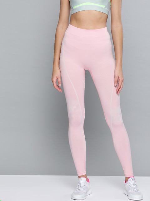

HRX by Hrithik Roshan Pink Solid Seamless Rapid Dry Yoga Tights