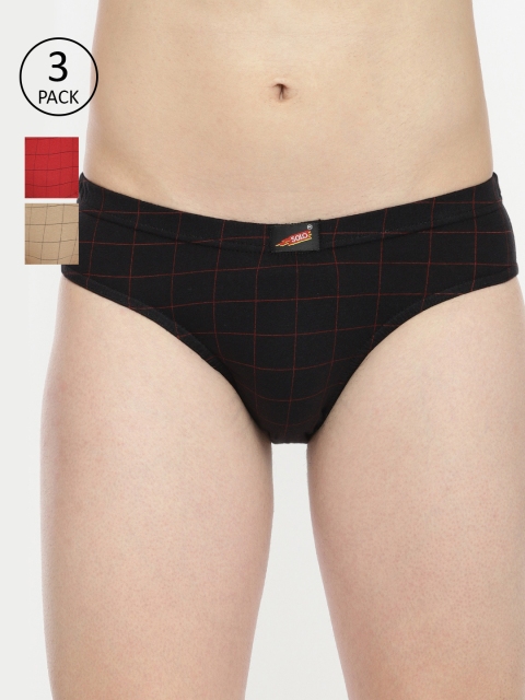 

SOLO Men Pack Of 3 Solid Briefs, Red