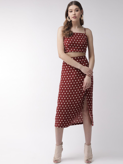 

20Dresses Women Maroon & White Printed Two-Piece Dress