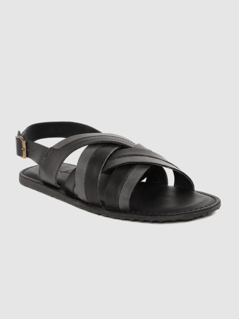 

Mast & Harbour Men Black & Grey Colourblocked Comfort Sandals
