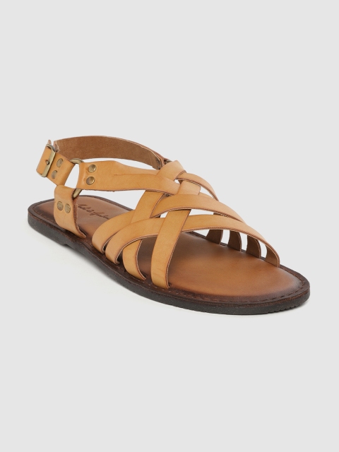 

Mast & Harbour Men Tan Brown Criss-Cross Comfort Sandals