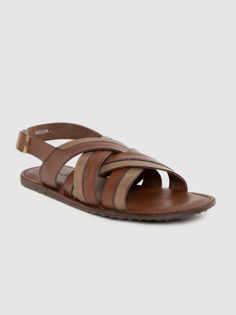 

Mast & Harbour Men Brown Colourblocked Comfort Sandals