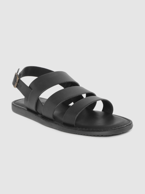 

Mast & Harbour Men Black Solid Comfort Sandals