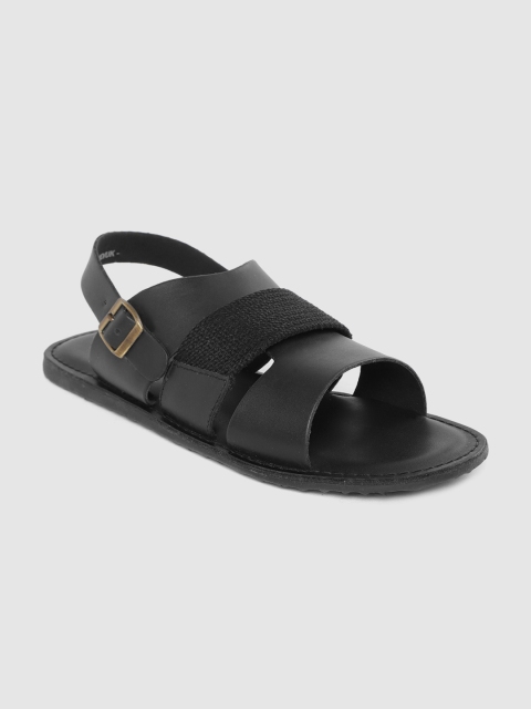

Mast & Harbour Men Black Solid Comfort Sandals