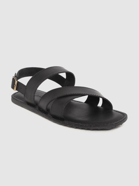 

Mast & Harbour Men Black Solid Comfort Sandals