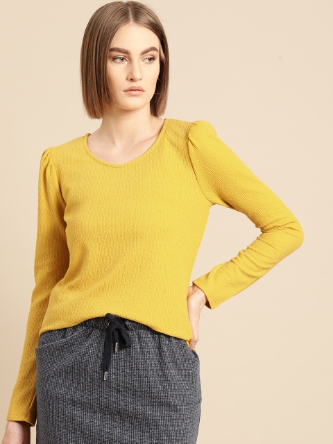 

promod Women Mustard Yellow Solid Top