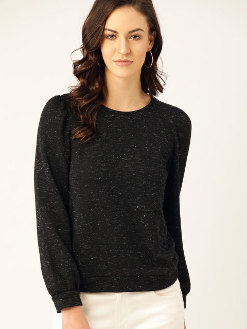 

promod Women Black Self-Design Sweatshirt