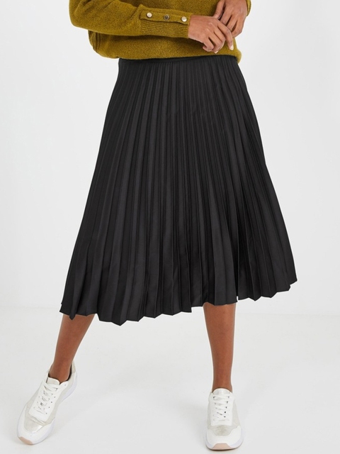 

Promod Women Black Solid Accordion Pleated Flared Midi Skirt