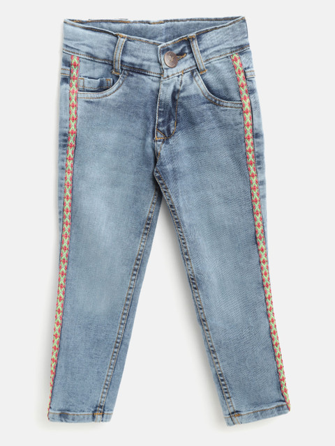 

612 league Girls Blue Regular Fit Mid-Rise Clean Look Stretchable Jeans