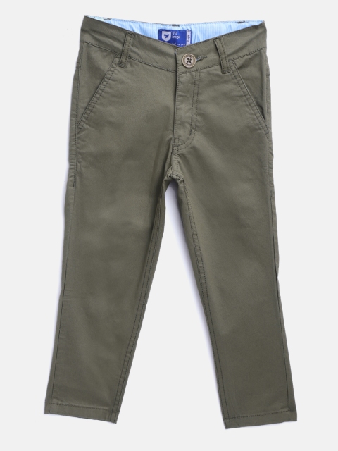 

612 league Boys Olive Green Regular Fit Solid Trousers