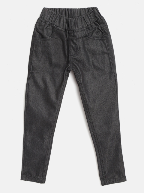 

612 league Girls Charcoal Grey Solid Regular Trousers