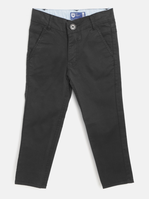 

612 league Boys Black Regular Fit Solid Trousers