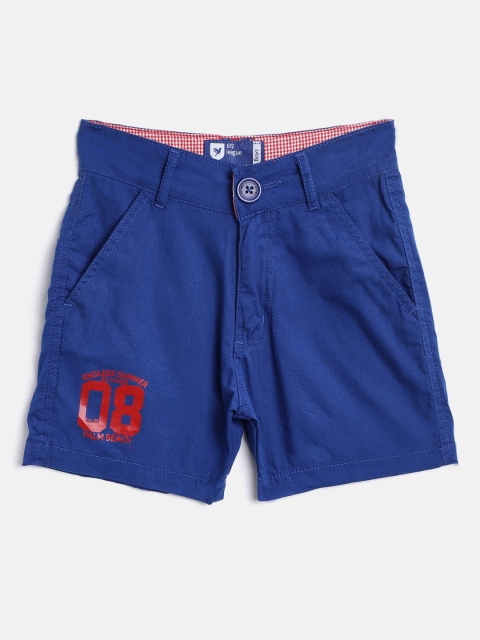 

612 league Boys Blue Solid Regular Fit Chino Shorts