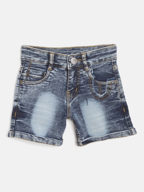 

612 league Girls Navy Blue Washed Denim Shorts
