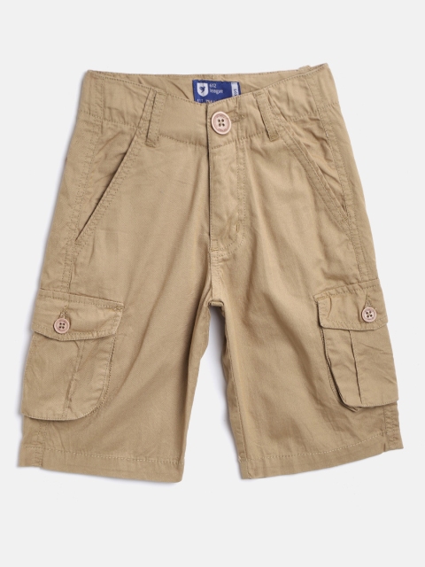 

612 league Boys Khaki Solid Regular Fit Cargo Shorts