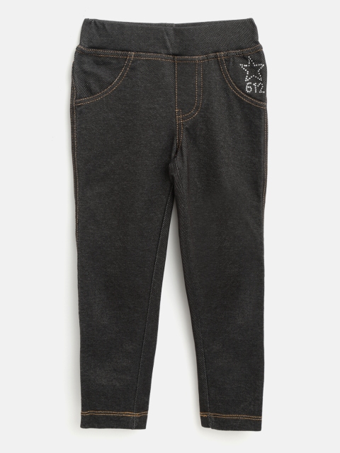 

612 league Girls Black Solid Jeggings