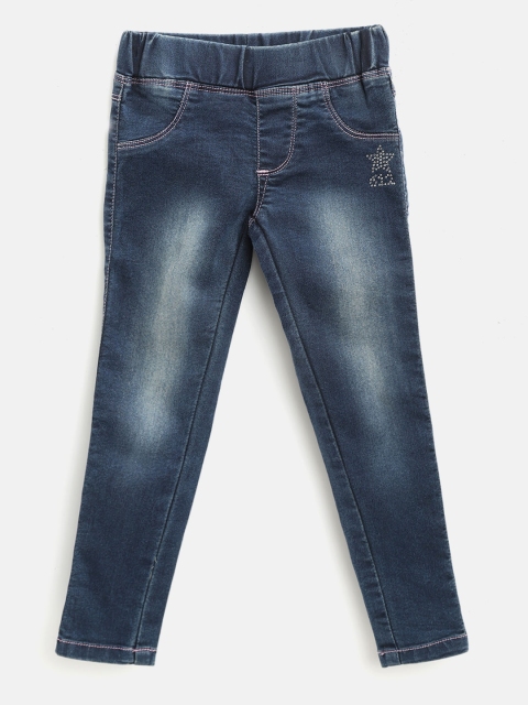 

612 league Girls Navy Blue Washed Jeggings