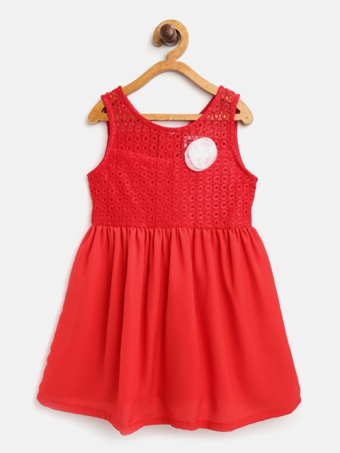 

612 league Girls Red Lace A-Line Dress