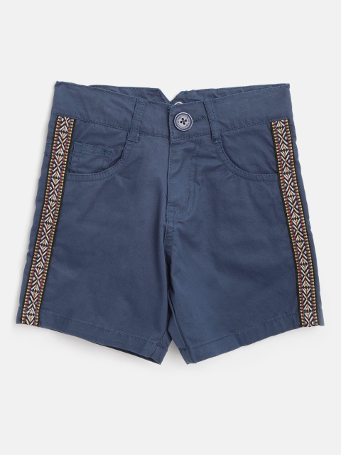 

612 league Girls Navy Blue Solid Regular Fit Shorts