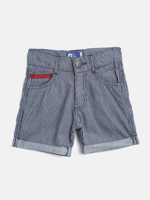 

612 league Boys Navy Blue & White Striped Regular Fit Shorts