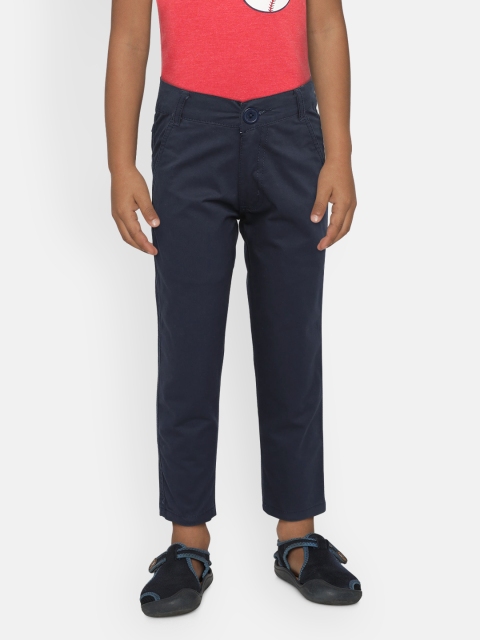 

612 league Boys Navy Blue Regular Fit Solid Chinos