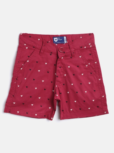 

612 league Boys Maroon & Black Printed Regular Fit Shorts